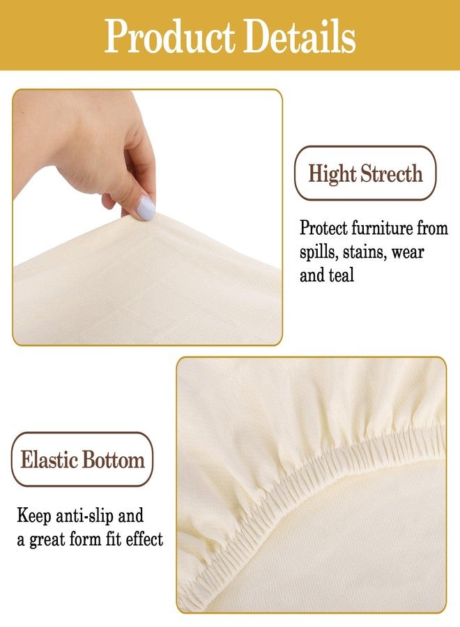 Klmnop مجموعة أغطية كراسي بار مستطيلة قابلة للتمدد والغسل من Klmnop، 4 قطع، مزودة بأربطة مطاطية، مناسبة لكراسي البار/كراسي المطبخ/كراسي جزيرة المطبخ/كراسي السرج (بيج) - Image 4